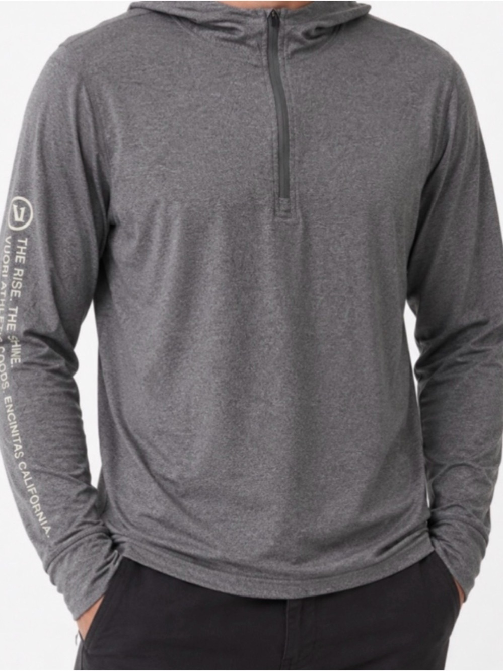 Vuori Uluwatu Half Zip Water Hoodie UPF Sz M Heather Gray EUC
